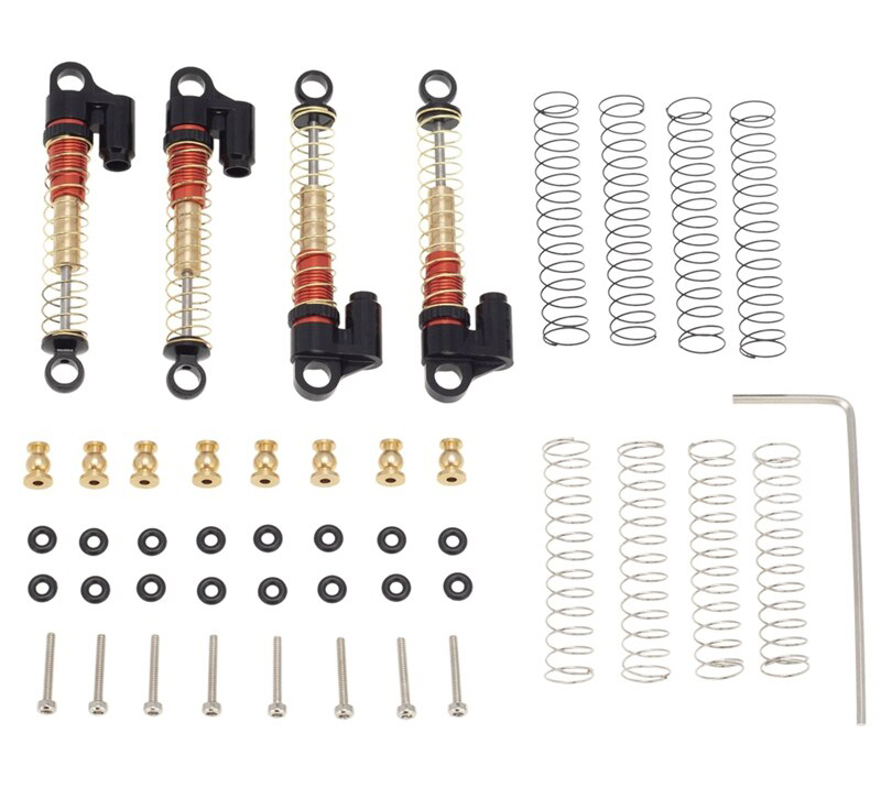 C32182BLACK Alloy 43mm Extra Long Piggyback Shocks (4) for Axial 1/24 SCX24 - Image 1