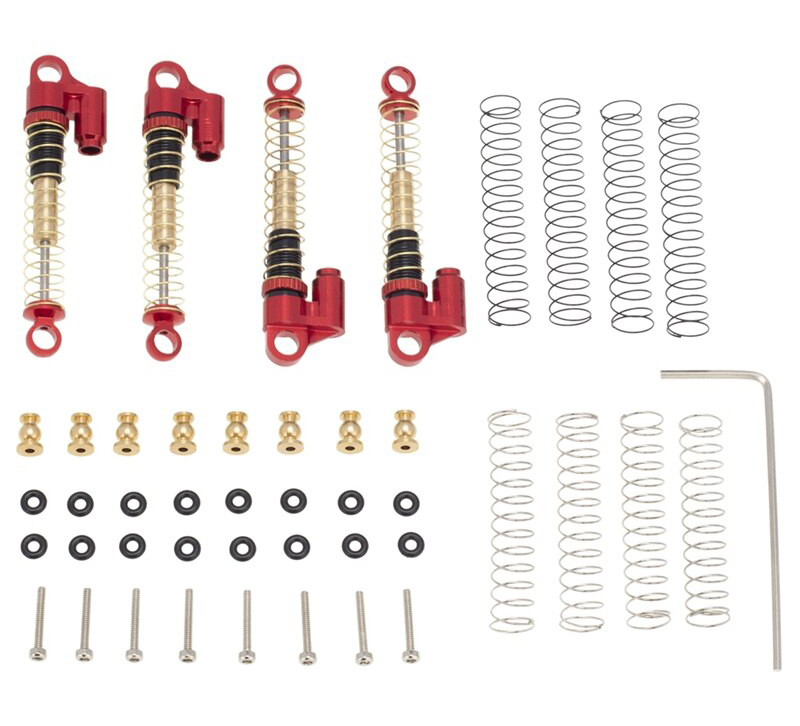 C32182RED Alloy 43mm Extra Long Piggyback Shocks (4) for Axial 1/24 SCX24 - Image 1