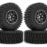 Alloy Machined Wheels (4) w/ Rubber Tires for Axial 1/24 SCX24 O.D.=51mm