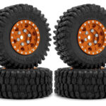 Alloy Machined Wheels (4) w/ Rubber Tires for Axial 1/24 SCX24 O.D.=51mm