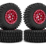 Alloy Machined Wheels (4) w/ Rubber Tires for Axial 1/24 SCX24 O.D.=51mm
