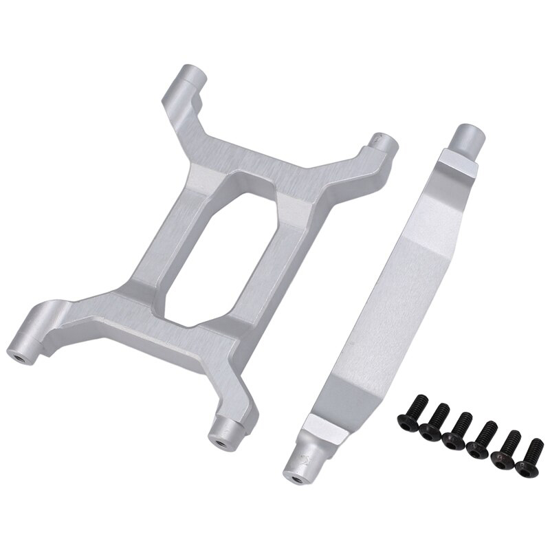C32213SILVER Silver Alloy Rear Chassis and Shock Tower Braces Upgrade for Axial SCX6 - Image 1