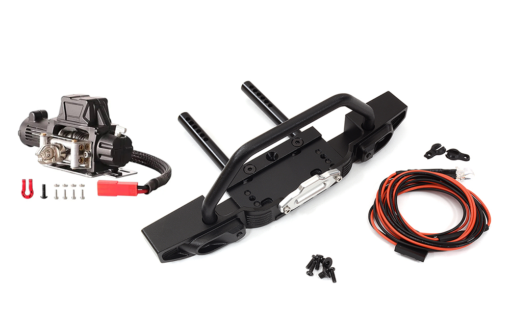 C32225 Realistic Alloy Front Bumper w/ Winch & LED for TRX-4 & SCX Type Crawler - Image 1