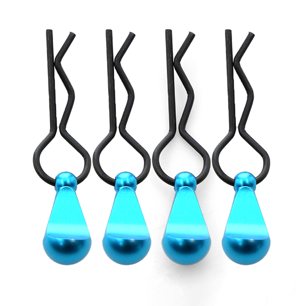 C32226BLUE Bent-Up Color Body Clips (4) for 1/8, 1/7 & 1/5 RC Cars & Trucks (LxW=34x12mm) - Image 1