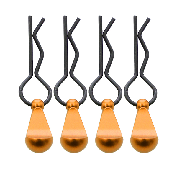 C32226GOLD Bent-Up Color Body Clips (4) for 1/8, 1/7 & 1/5 RC Cars & Trucks (LxW=34x12mm) - Image 1