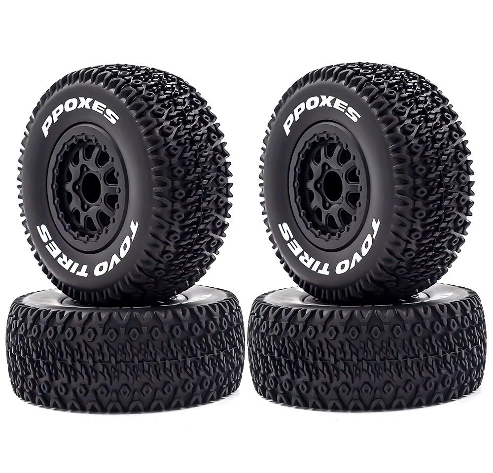 C32264 Short Course 2.2/3.0 Wheel for 12mm Hex & Tire Set (4) 1/10 Scale (O.D.=110mm) - Image 1