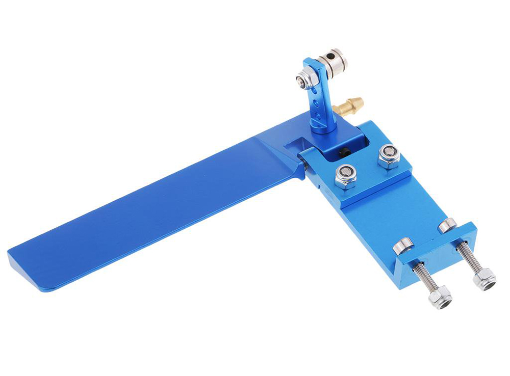 C32289BLUE Blue Alloy 95mm RC Boat Rudder with Water Intake and 42mm Offset - Image 1