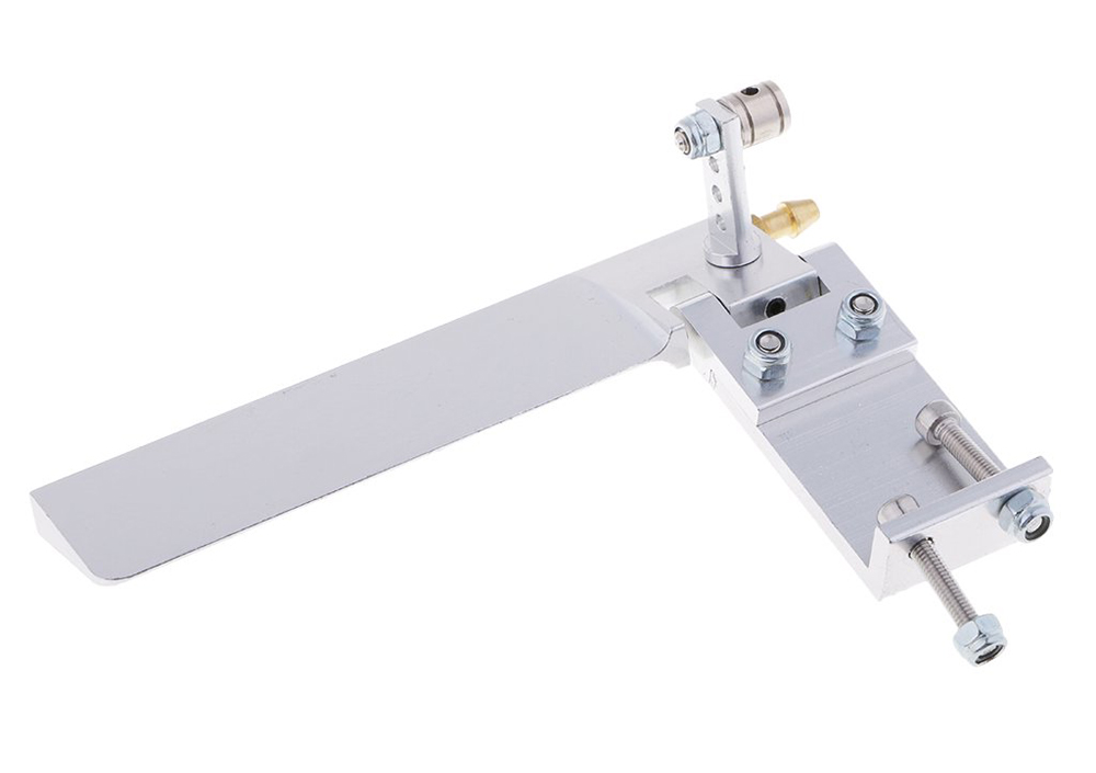 C32289SILVER Alloy Rudder 95mm w/ Water Intake for RC Boat (42mm Offset) - Image 1