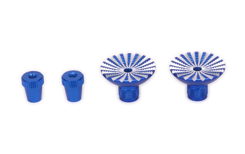 C32292BLUE Transmitter Stick Ends 4mm Size Thumb Style for JR Type Radio - Image 1