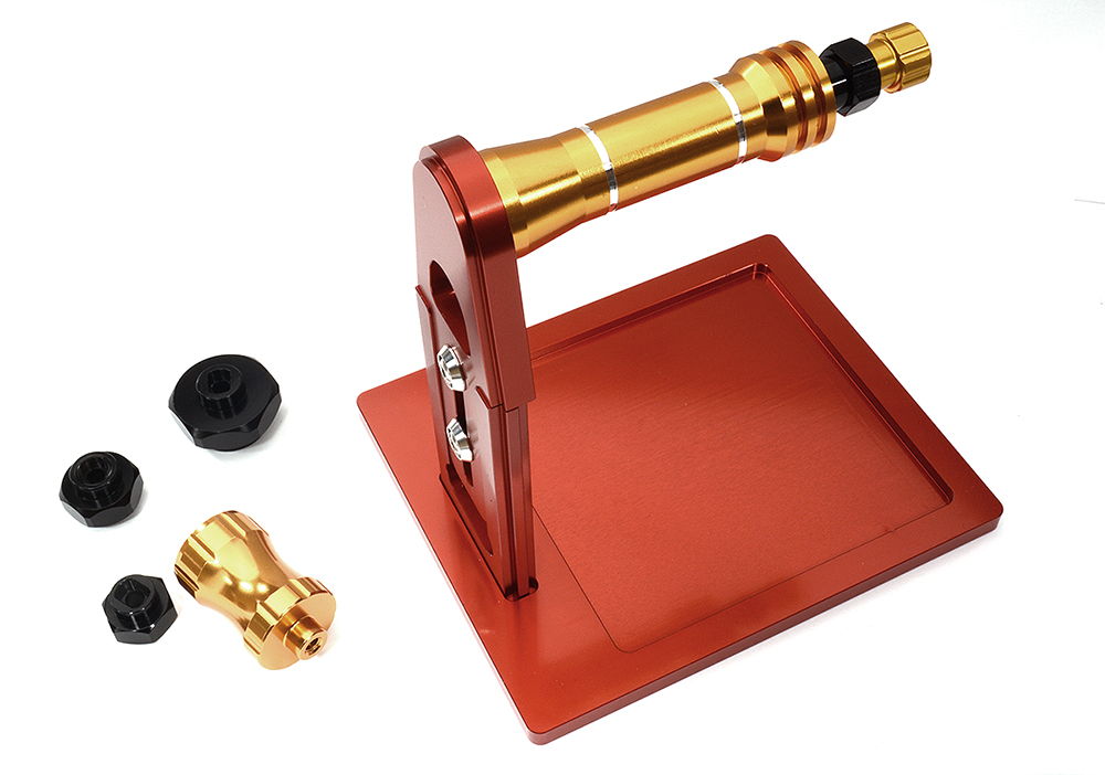 C32297RED Universal RC Tire Balancer with Hex Adapters 12/14/17/24mm - Red, OD=220mm Max - Image 1