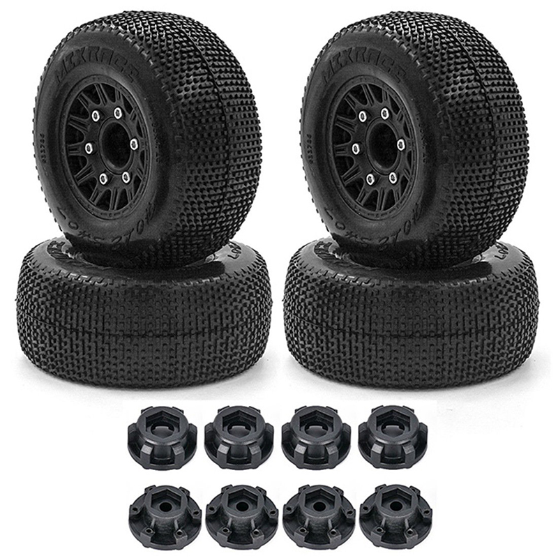 C32367BLACK Short Course 2.2/3.0 Wheel for 12, 14 & 17mm Hex & Tire Set (4) OD=110mm - Image 1