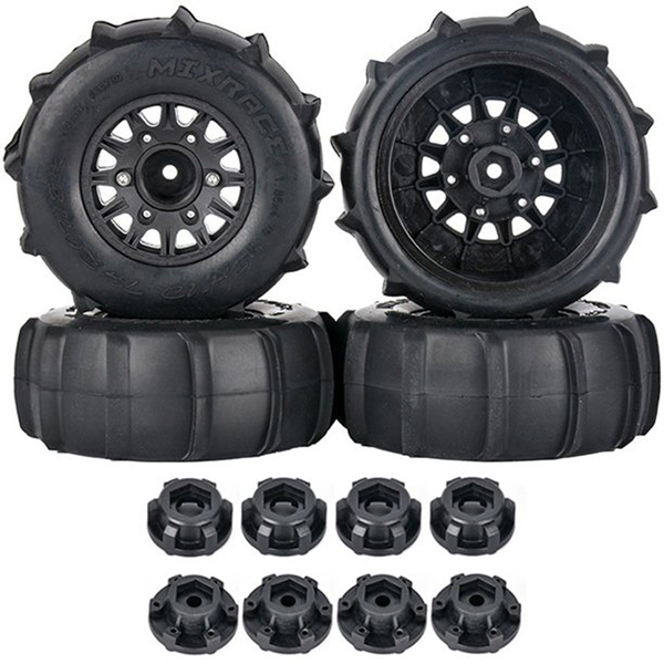 C32368BLACK Short Course 2.2/3.0 Wheel for 12, 14 & 17mm Hex & Tire Set (4) OD=114mm - Image 1