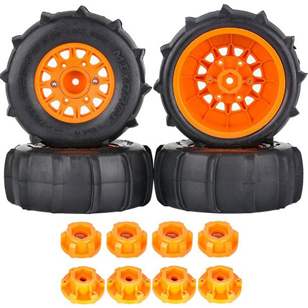 C32368ORANGE Short Course 2.2/3.0 Wheel for 12, 14 & 17mm Hex & Tire Set (4) OD=114mm - Image 1