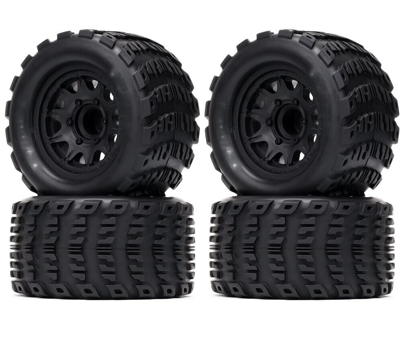 C32371BLACK Off-Road 1/10 Size Wheel for 12mm & 14mm Hex & Tire Set (4) OD=125mm W=67mm - Image 1