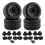 1/10 Scale Black Wheel for 12mm & 14mm Hex & Tire Set (4) OD = 118mm, W = 69mm