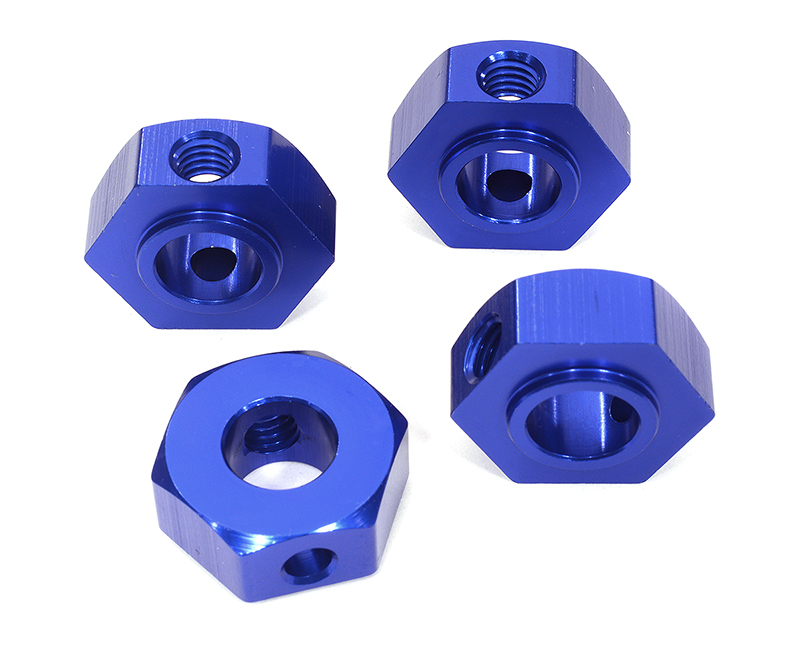 C32416BLUE Billet Machined 17mm Hex Wheel Adapters for Axial 1/6 Scale SCX6, Blue 252011 - Image 1