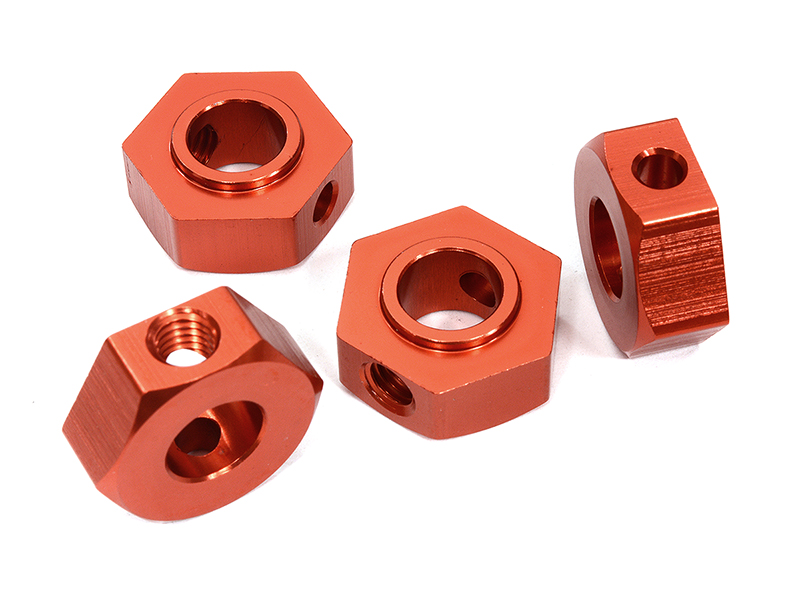 C32416RED Billet Machined 17mm Hex Wheel Adapters for Axial 1/6 Scale SCX6, Red 252011 - Image 1