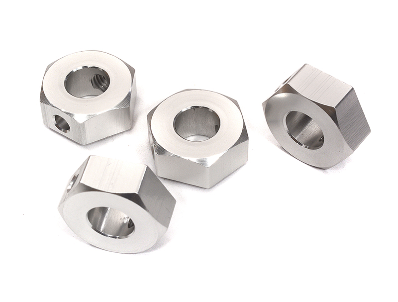 C32416SILVER Billet Machined 17mm Hex Wheel Adapters for Axial 1/6 Scale SCX6, Silver 252011 - Image 1