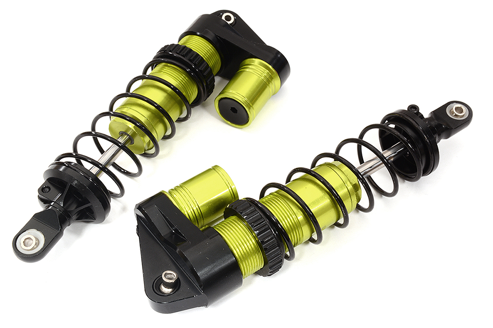 C32425GREEN Green Billet Machined Piggyback Shocks Pair for Traxxas 1/10 Maxx 4S 8961 - Image 1