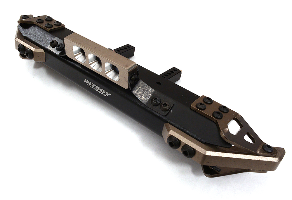 C32442GREY Grey Realistic Front Alloy Bumper w/ LED for Traxxas TRX-4 w/ 43mm Mount - Image 1