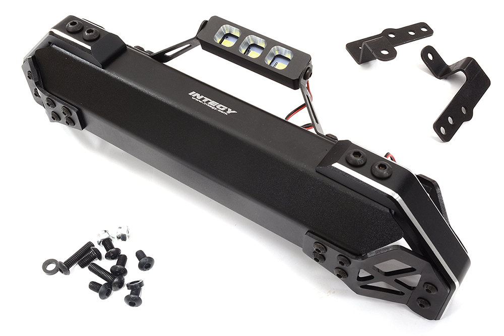 C32446BLACK Black Metal Front Bumper with LED Lights Upgrade for Traxxas X-Maxx 4X4 7735 - Image 1