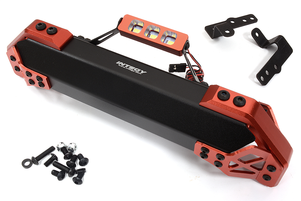 C32446RED Red Metal Front Bumper Upgrade with LED Lights for Traxxas X-Maxx 4X4 7735 - Image 1