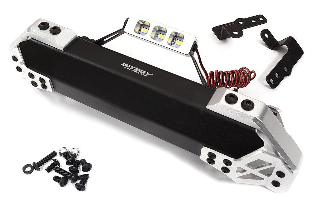 C32446SILVER Metal Front Bumper with LED Lights for Traxxas X-Maxx 4X4 Upgrade Kit 7735 - Image 1