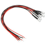 3mm Size Green LED Lights (5) w/ Wires DC Input 6V-12VDC