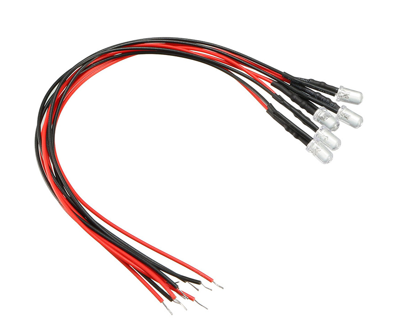 C32469GREEN 3mm Size Green LED Lights (5) w/ Wires DC Input 6V-12VDC - Image 1