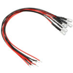 3mm Size Red LED Lights (5) w/ Wires DC Input 6V-12VDC