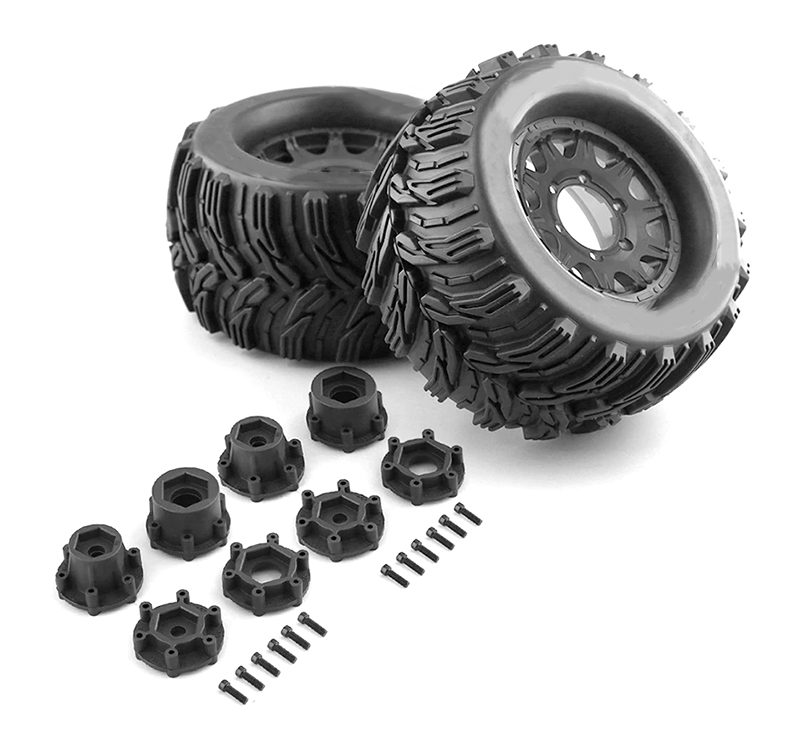 C32515 Tires, Wheels & Inserts MK24 Style w/ 14mm & 17mm Hex for 1/8 Size 2pcs OD=165mm - Image 1
