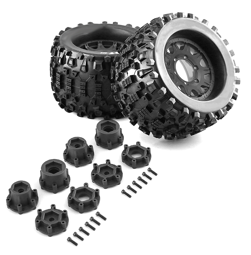 C32516 Tires, Wheels & Inserts MK25 Style w/ 14mm & 17mm Hex for 1/8 Size 2pcs OD=165mm - Image 1