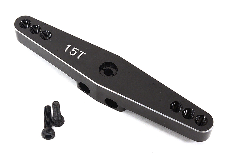C32555BLACK Billet Machined Black 15T Dual Sided Steering Servo Arm for Losi 1/5 DBXL-E 2.0 - Image 1