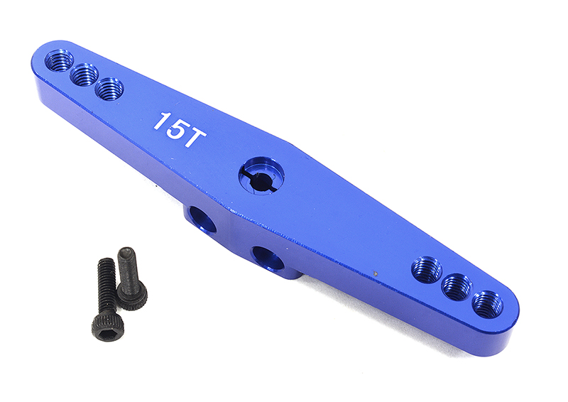 C32555BLUE Billet Machined 15T Dual Sided Steering Servo Arm for Losi 1/5 DBXL-E 2.0 - Image 1