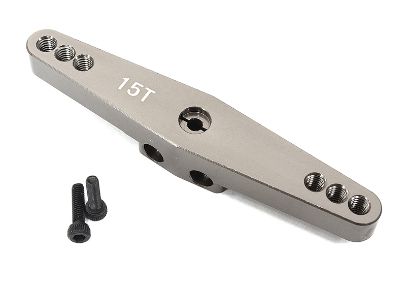 C32555GREY Billet Machined 15T Dual Sided Steering Servo Arm for Losi 1/5 DBXL-E 2.0 - Image 1