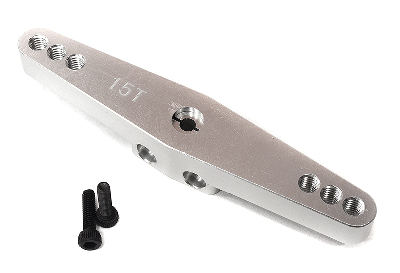 C32555SILVER Billet Machined 15T Dual Sided Steering Servo Arm for Losi 1/5 DBXL-E 2.0 - Image 1