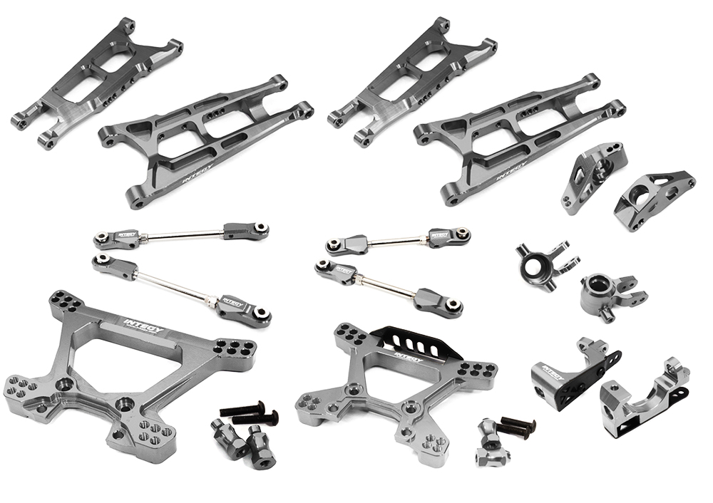 C32560GREY Billet Machined Alloy Suspension Kit for Traxxas 1/10 Hoss 4X4 - Image 1