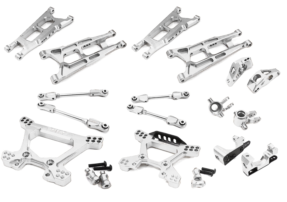 C32560SILVER Silver Billet Machined Alloy Suspension Upgrade Kit for Traxxas 1/10 Hoss 4X4 - Image 1