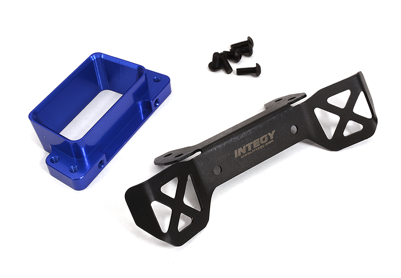 C32563BLUE Blue Billet Machined Front Body Mount Set for Traxxas 1/8 Scale Sledge 4WD 9515 - Image 1