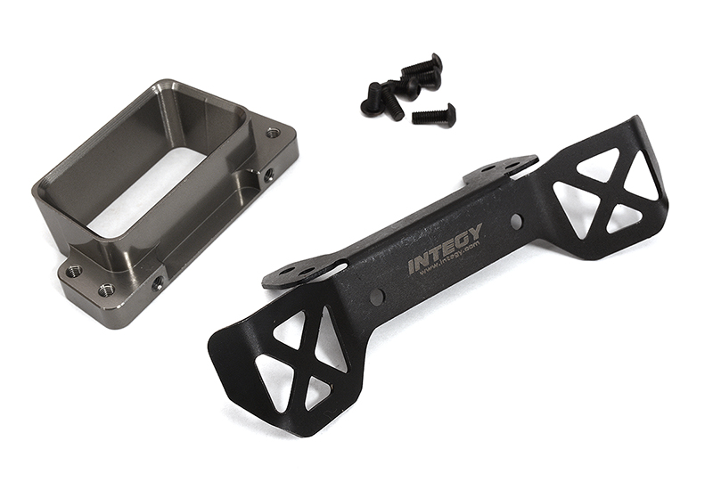 C32563GREY Grey Billet Machined Front Body Mount Set for Traxxas 1/8 Scale Sledge 4WD 9515 - Image 1