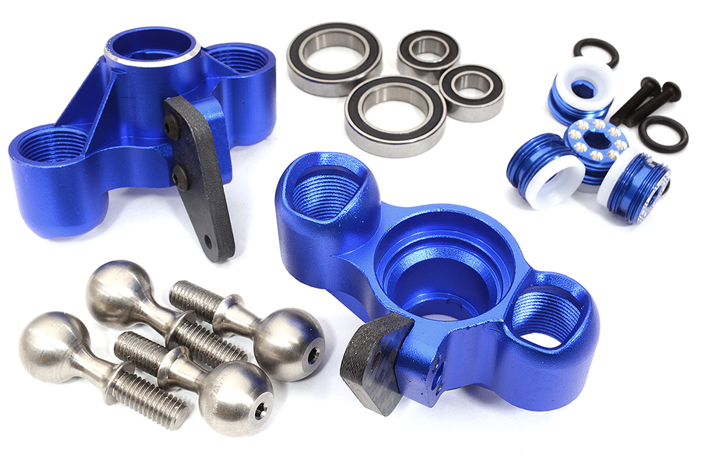 C32602BLUE Alloy Steering Blocks w/ 15x24x5mm Size Bearings for Arrma 1/8 Kraton AR330505 - Image 1