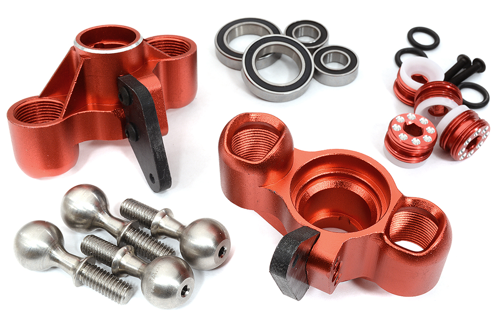 C32602RED Alloy Steering Blocks w/ 15x24x5mm Size Bearings for Arrma 1/8 Kraton AR330505 - Image 1