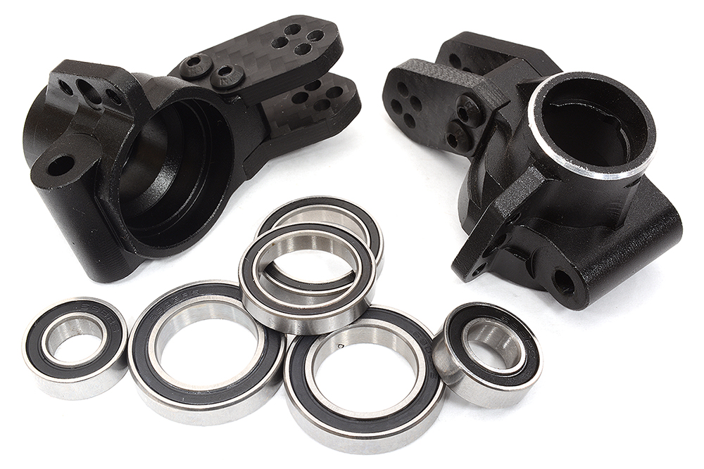 C32603BLACK Alloy Rear Hub Carriers w/ 6 Bearings for Arrma 1/8 Kraton & Outcast AR330404 - Image 1