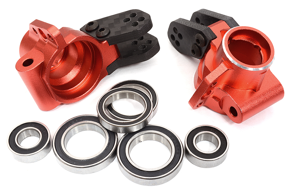 C32603RED Alloy Rear Hub Carriers w/ 6 Bearings for Arrma 1/8 Kraton & Outcast AR330404 - Image 1