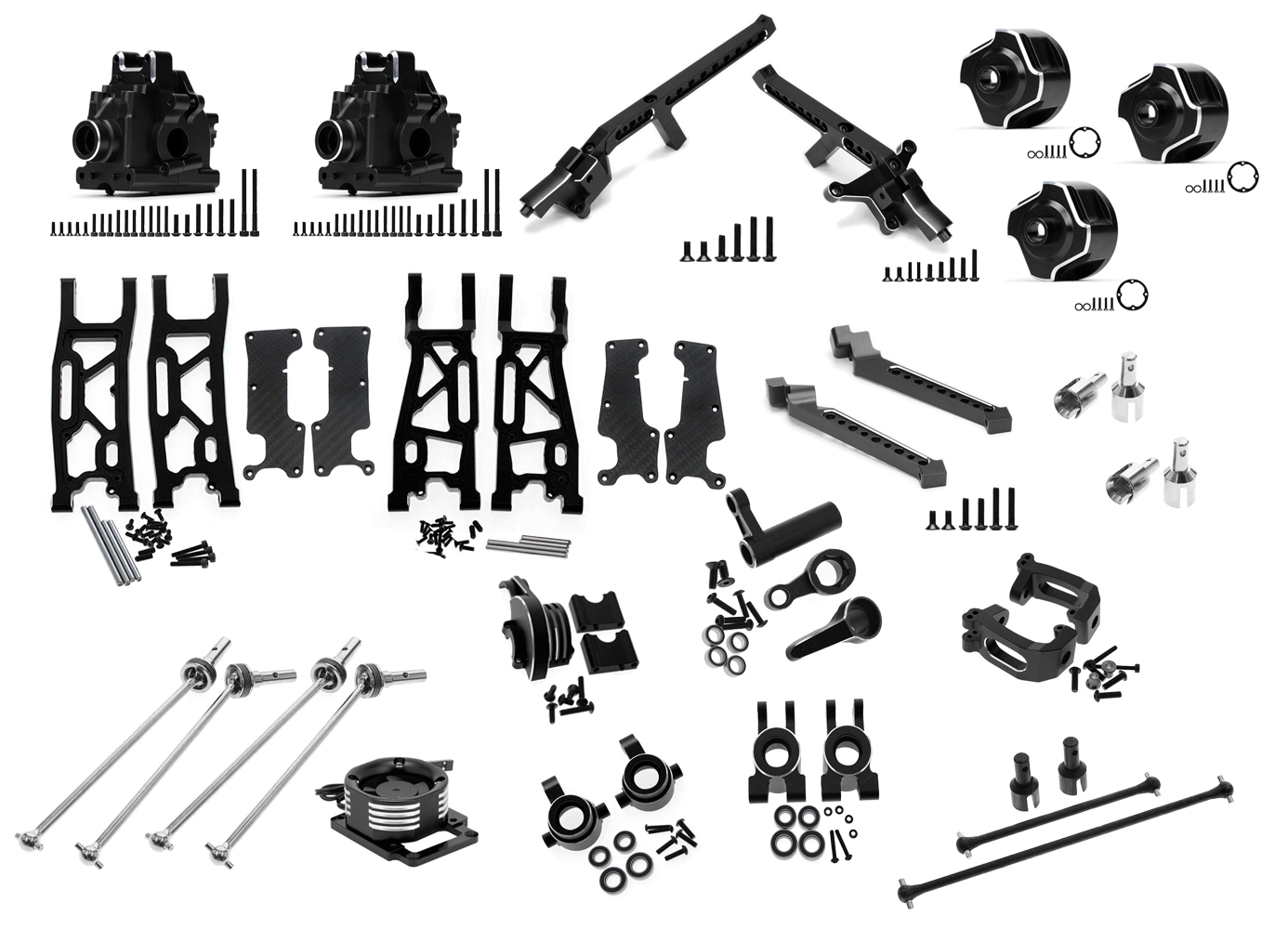 C32609BLACK Black Alloy Machined Upgrade Conversion Kit for Traxxas 1/8 Scale Sledge 4WD - Image 1