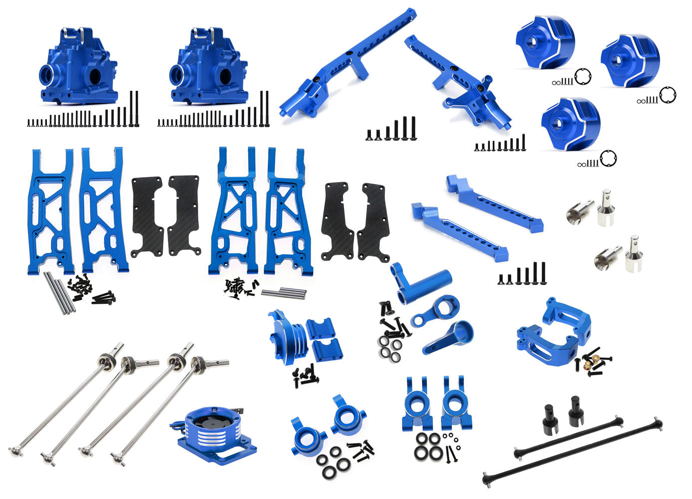 C32609BLUE Blue Alloy Machined Upgrade Conversion Kit for Traxxas 1/8 Scale Sledge 4WD - Image 1