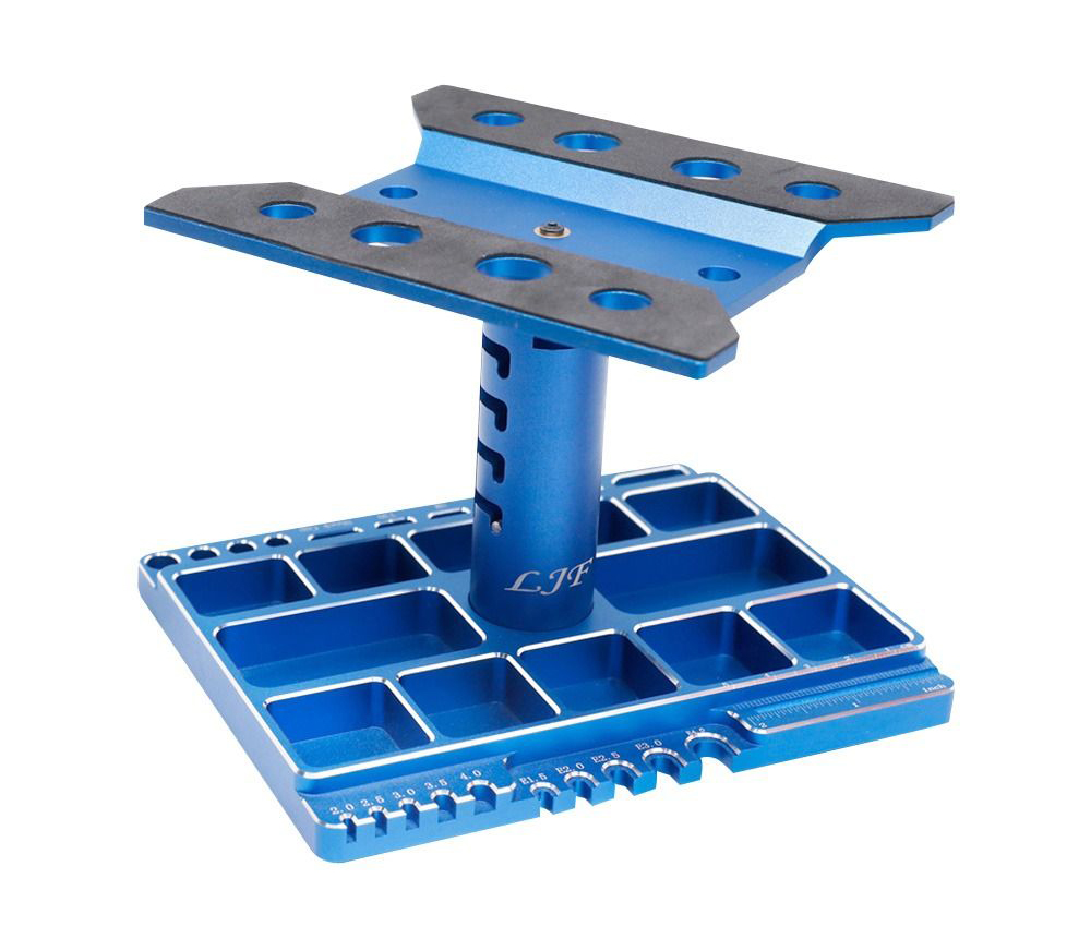 C32617BLUE Alloy 1/8 & 1/10 Car Stand Workstation Organizer 160x130x170mm - Image 1