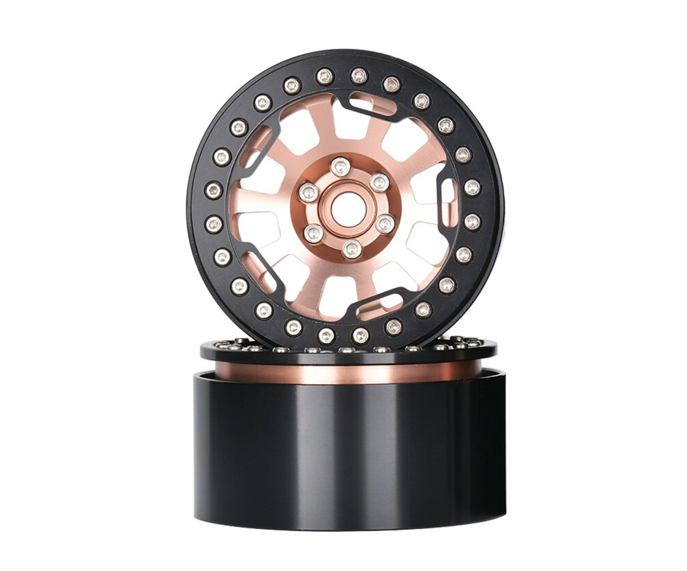 C32731BRONZE 2.2 Size Alloy Machined 10 Spoke Wheels (2) 118g Each for 1/10 Scale Crawler - Image 1