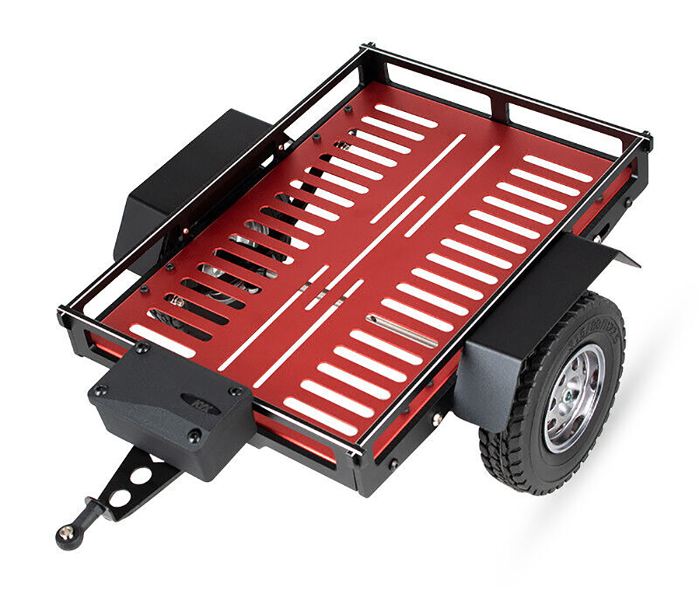 C32735RED Realistic Leaf Spring 1/10 Size Low Side Trailer 285x210x100mm for Scale Crawler - Image 1