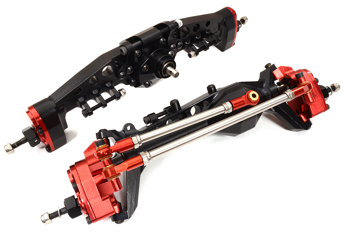 C32746BLACKRED Alloy Machined Front & Rear Axles w/ Internals for Axial 1/10 SCX10 III - Image 1